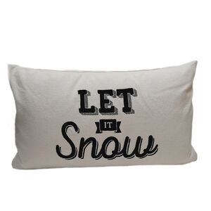 🍒 LET IT SNOW Decorative Toss Cushion  Feather Insert INDIGO Black & White B&W